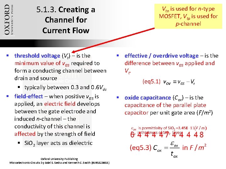 5. 1. 3. Creating a Channel for Current Flow § threshold voltage (Vt) –