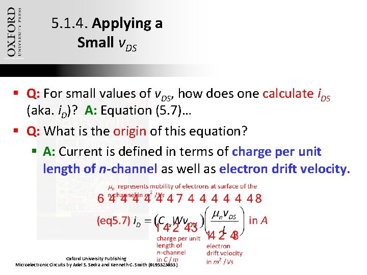 5. 1. 4. Applying a Small v. DS § Q: For small values of