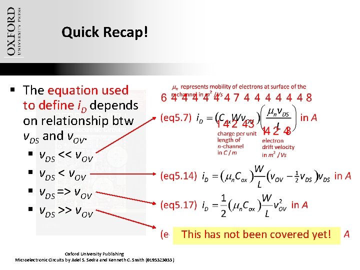 Quick Recap! § The equation used to define i. D depends on relationship btw