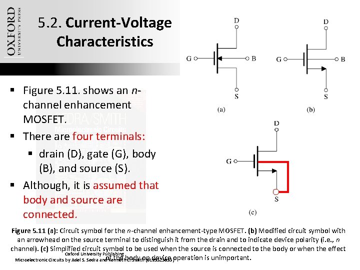 5. 2. Current-Voltage Characteristics § Figure 5. 11. shows an nchannel enhancement MOSFET. §