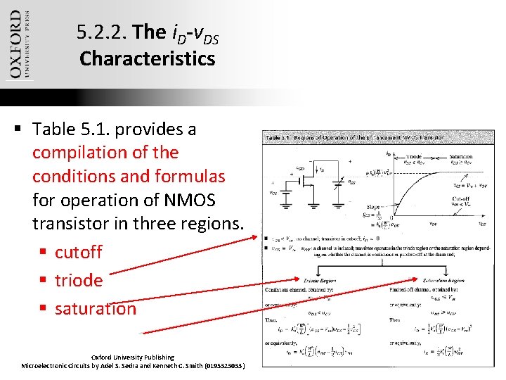 5. 2. 2. The i. D-v. DS Characteristics § Table 5. 1. provides a