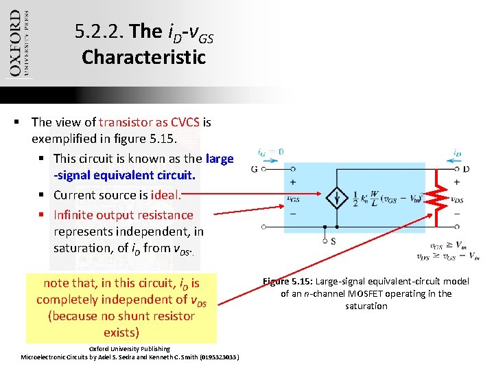 5. 2. 2. The i. D-v. GS Characteristic § The view of transistor as