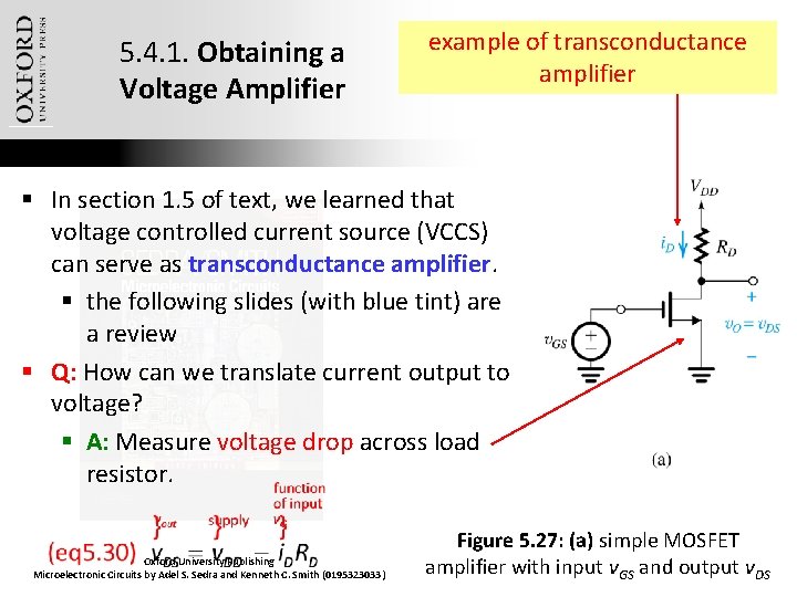 5. 4. 1. Obtaining a Voltage Amplifier example of transconductance amplifier § In section