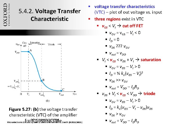 5. 4. 2. Voltage Transfer Characteristic Figure 5. 27: (b) the voltage transfer characteristic