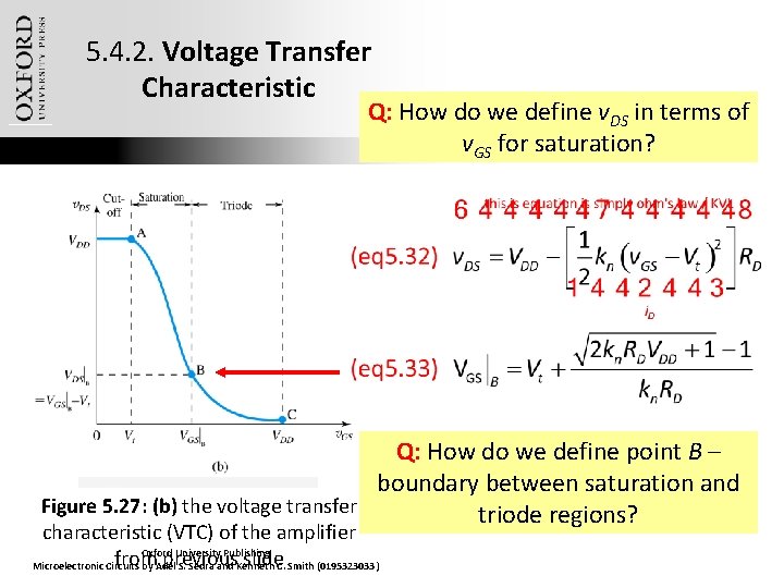 5. 4. 2. Voltage Transfer Characteristic Q: How do we define v. DS in