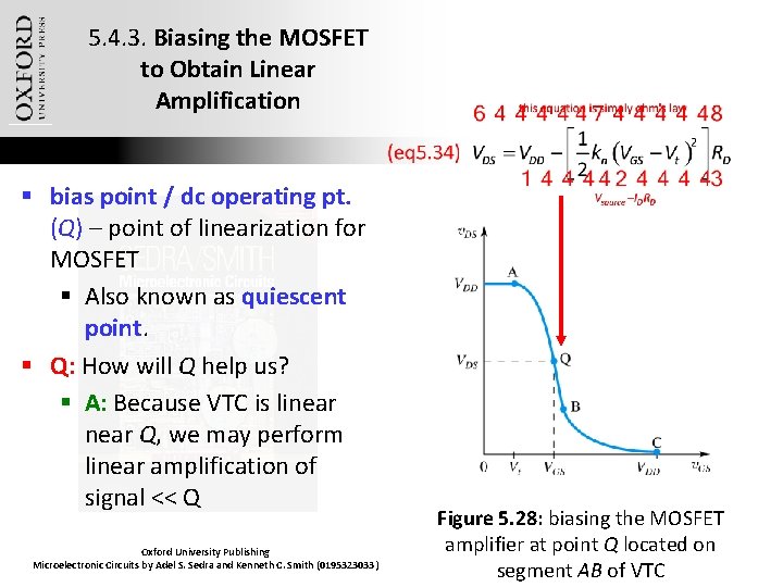 5. 4. 3. Biasing the MOSFET to Obtain Linear Amplification § bias point /