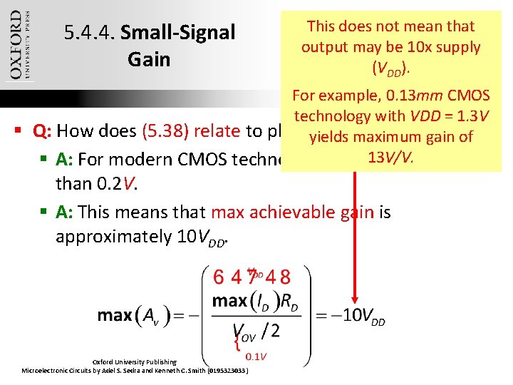 5. 4. 4. Small-Signal Gain This does not mean that output may be 10