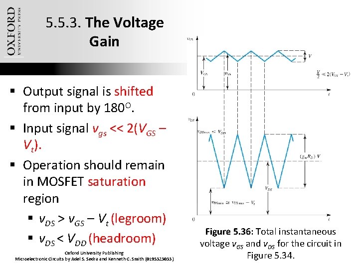 5. 5. 3. The Voltage Gain § Output signal is shifted from input by