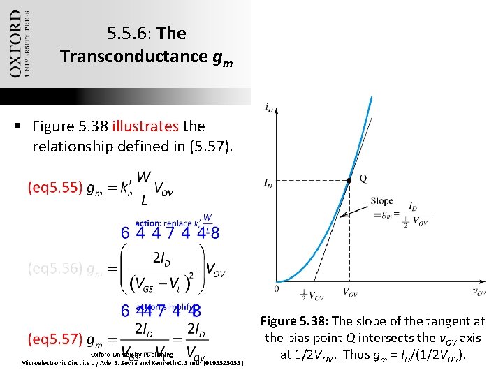 5. 5. 6: The Transconductance gm § Figure 5. 38 illustrates the relationship defined