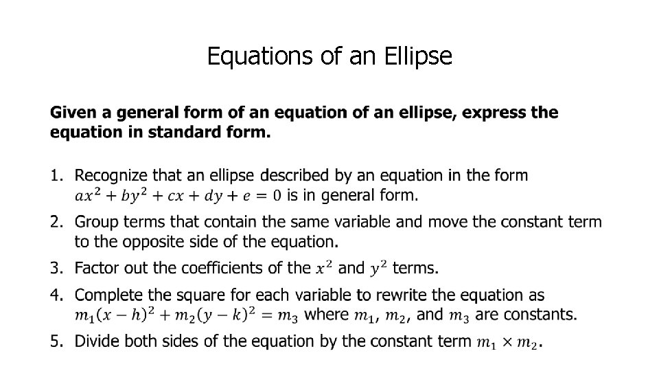 Equations of an Ellipse 