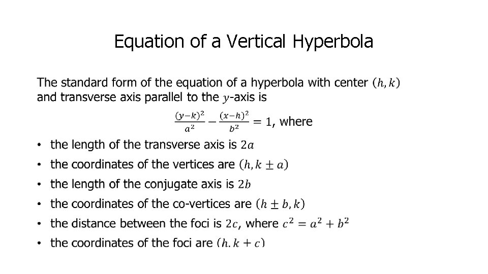 Equation of a Vertical Hyperbola 