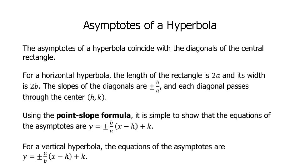 Asymptotes of a Hyperbola 