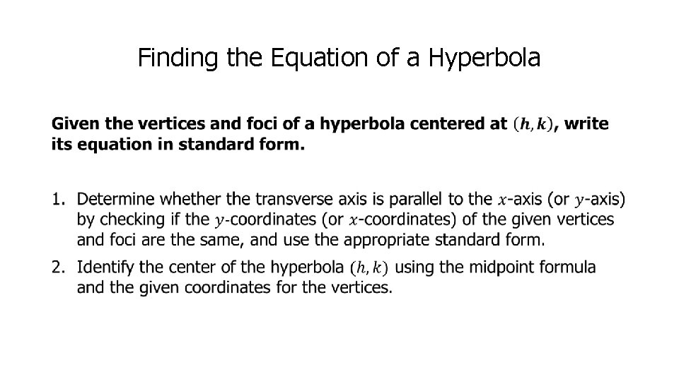 Finding the Equation of a Hyperbola 