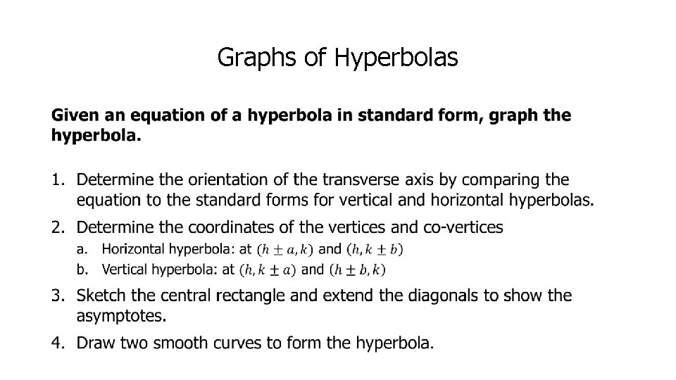 Graphs of Hyperbolas 