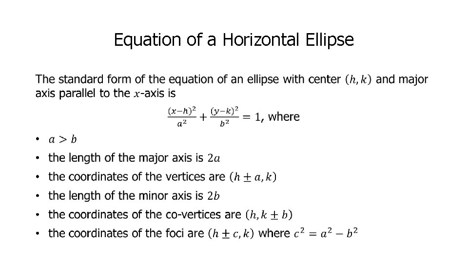 Equation of a Horizontal Ellipse 