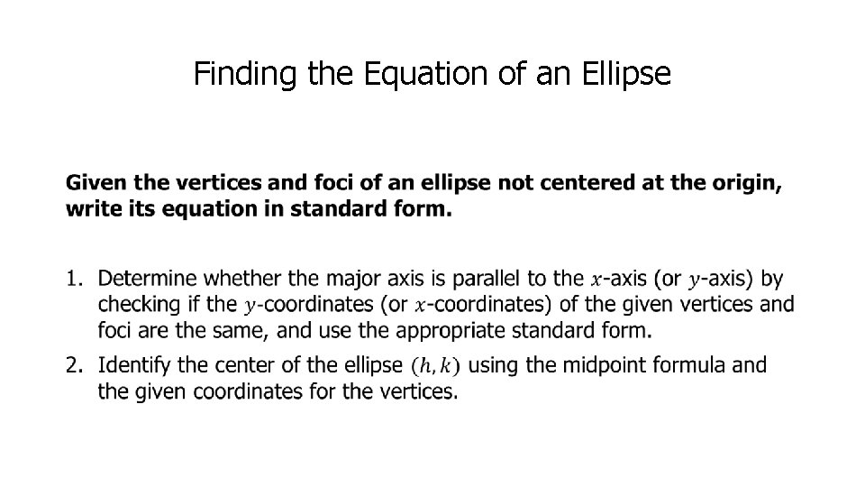 Finding the Equation of an Ellipse 