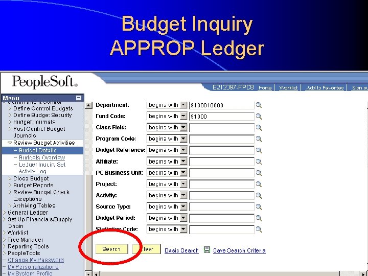 Budget Inquiry APPROP Ledger 