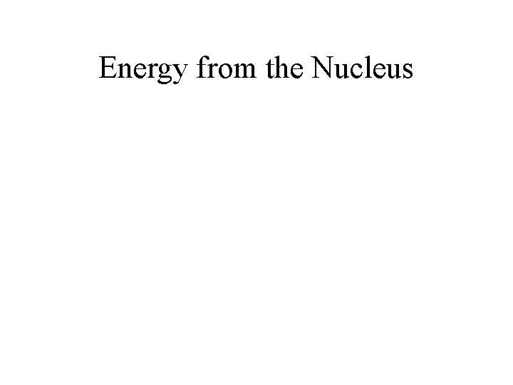 Energy from the Nucleus 