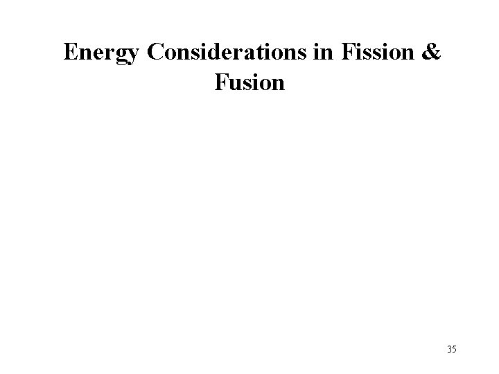  Energy Considerations in Fission & Fusion 35 