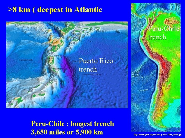 >8 km ( deepest in Atlantic Peru-Chile trench Puerto Rico trench Peru-Chile : longest