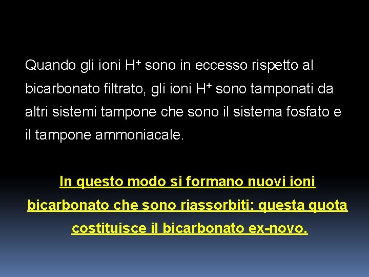 Quando gli ioni H+ sono in eccesso rispetto al bicarbonato filtrato, gli ioni H+