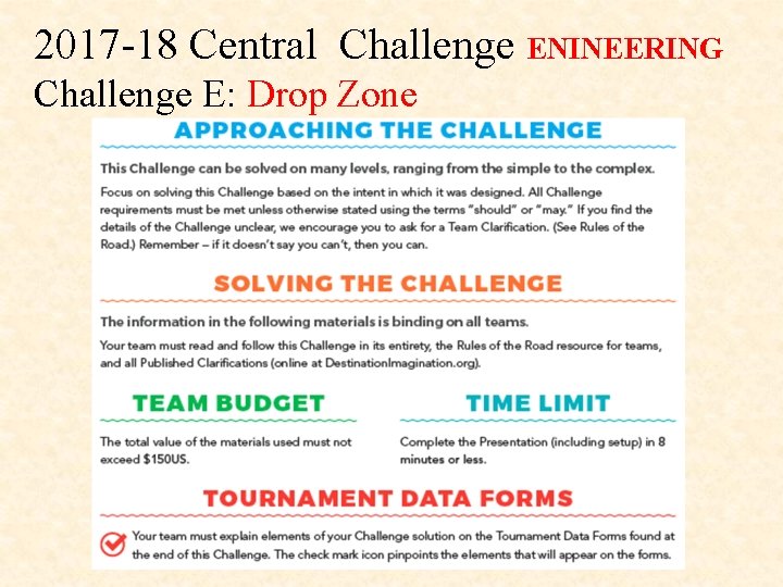 2017 18 Central Challenge ENINEERING Challenge E: Drop Zone 