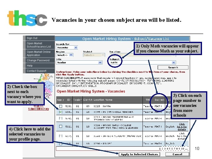 Vacancies in your chosen subject area will be listed. 1) Only Math vacancies will