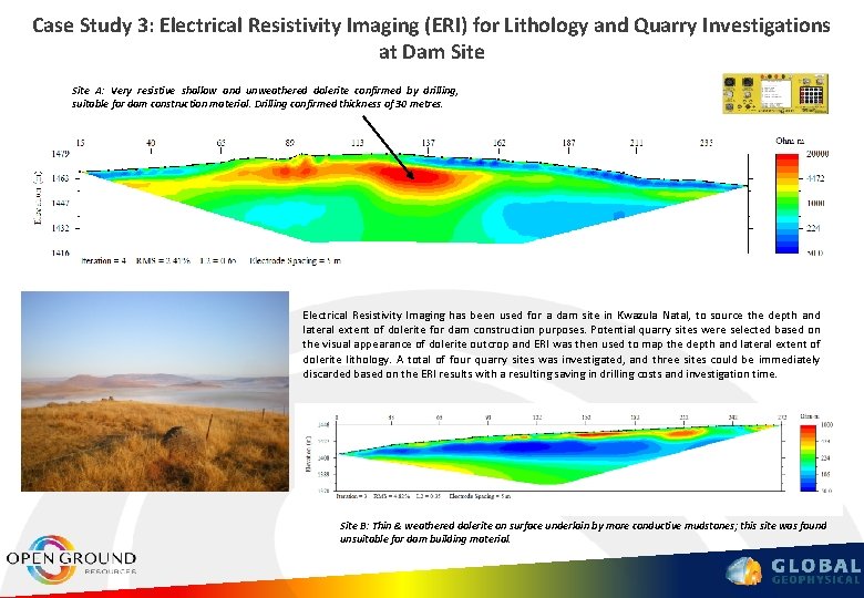 Case Study 3: Electrical Resistivity Imaging (ERI) for Lithology and Quarry Investigations at Dam