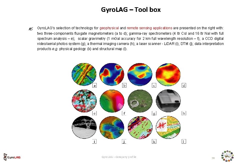 Gyro. LAG – Tool box Gyro. LAG's selection of technology for geophysical and remote