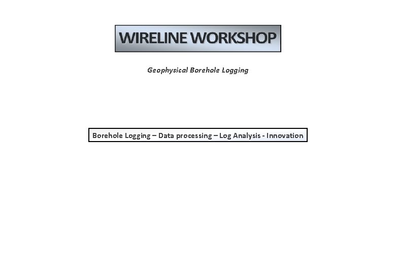 Geophysical Borehole Logging – Data processing – Log Analysis - Innovation 