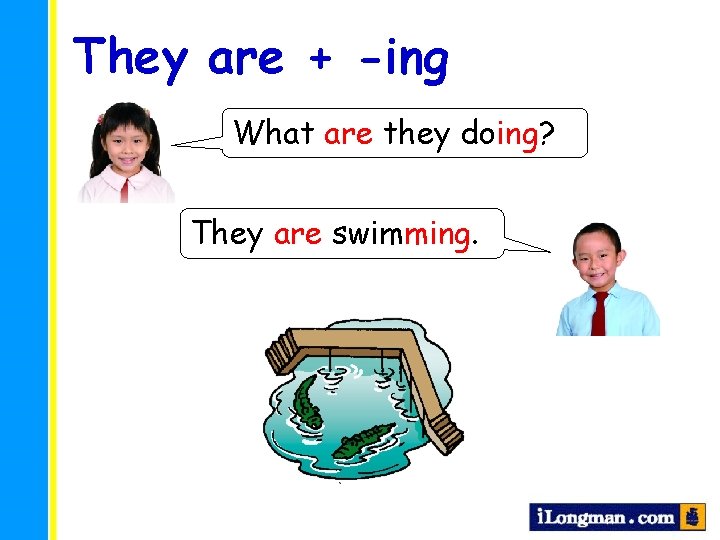 They are + -ing What are they doing? They are swimming. 