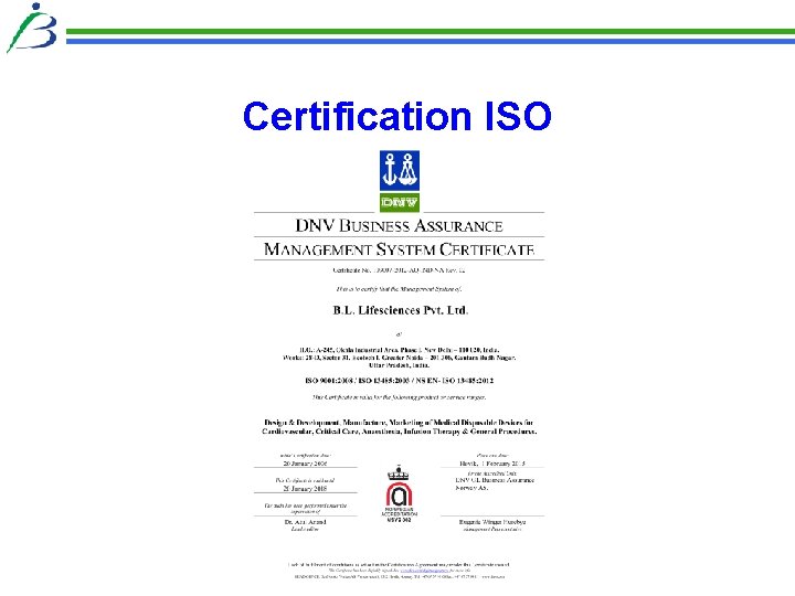 Certification ISO 