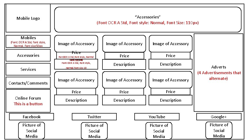 “Accessories” (Font OCR A Std, Font style: Normal, Font Size: 110 px) Mobile Logo