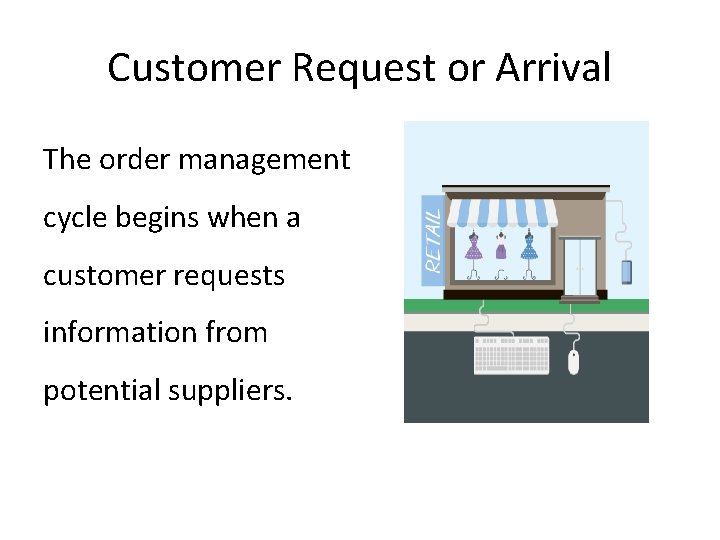 Customer Request or Arrival The order management cycle begins when a customer requests information