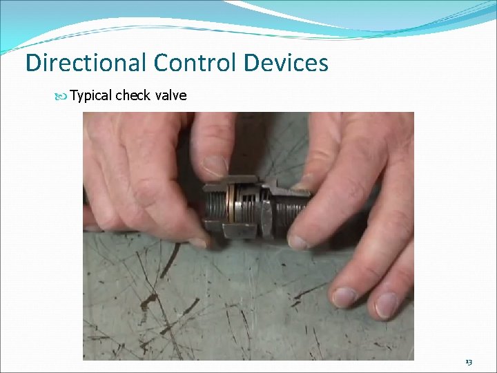 Directional Control Devices Typical check valve 13 