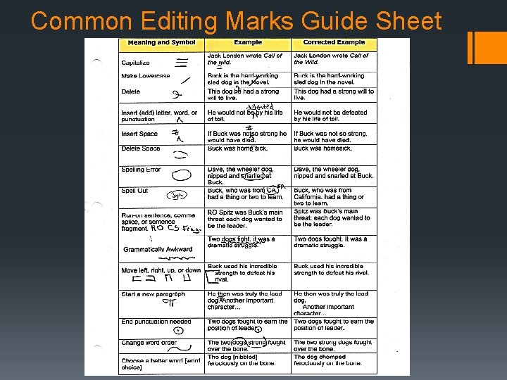 Common Editing Marks Guide Sheet 