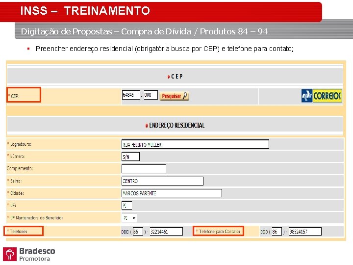 INSS – TREINAMENTO Digitação de Propostas – Compra de Dívida / Produtos 84 –