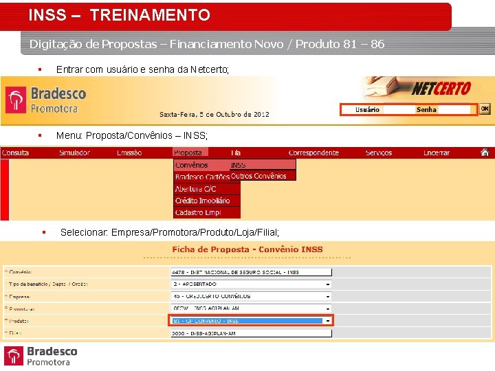 INSS – TREINAMENTO Digitação de Propostas – Financiamento Novo / Produto 81 – 86