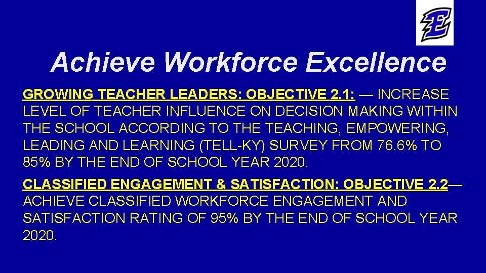 Achieve Workforce Excellence GROWING TEACHER LEADERS: OBJECTIVE 2. 1: — INCREASE LEVEL OF TEACHER