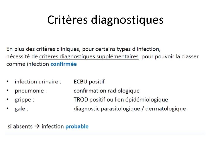 Critères diagnostiques 