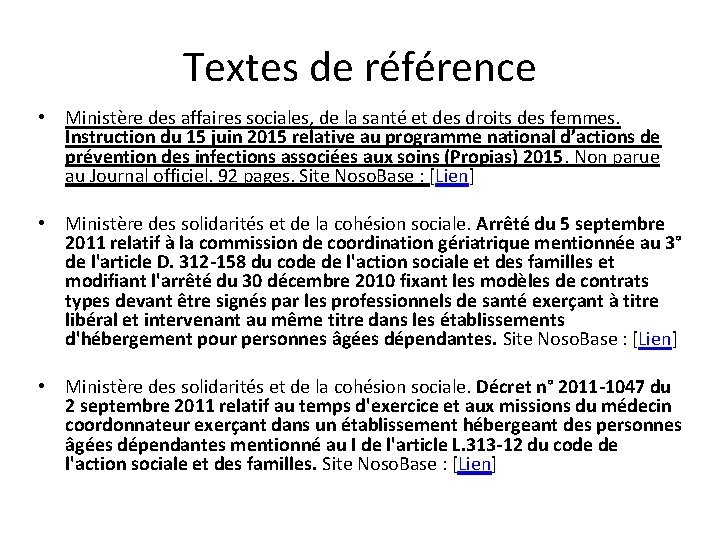 Textes de référence • Ministère des affaires sociales, de la santé et des droits