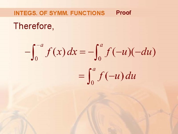 INTEGS. OF SYMM. FUNCTIONS Therefore, Proof 