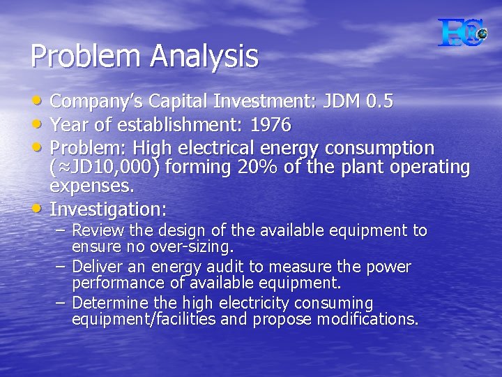 Problem Analysis • Company’s Capital Investment: JDM 0. 5 • Year of establishment: 1976