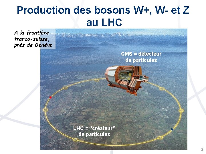 Production des bosons W+, W- et Z au LHC A la frontière franco-suisse, près