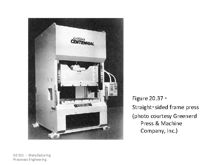 Figure 20. 37 ‑ Straight‑sided frame press (photo courtesy Greenerd Press & Machine Company, Figure 20. 37 ‑ Straight‑sided frame press (photo courtesy Greenerd Press & Machine Company,