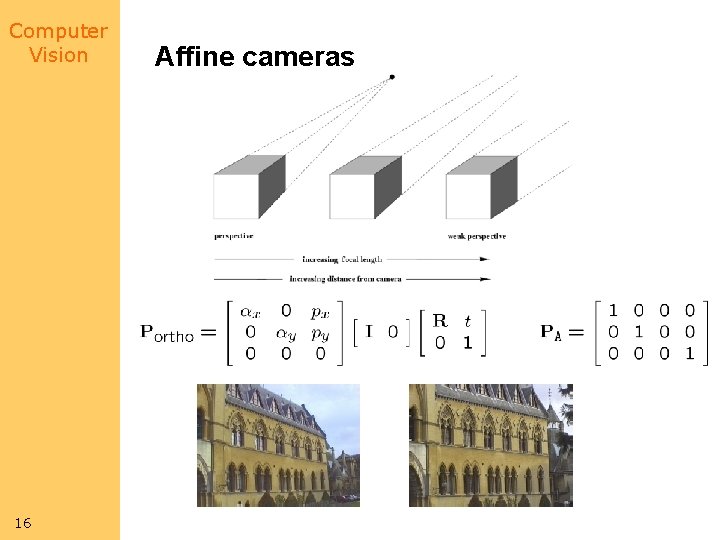 Computer Vision 16 Affine cameras 