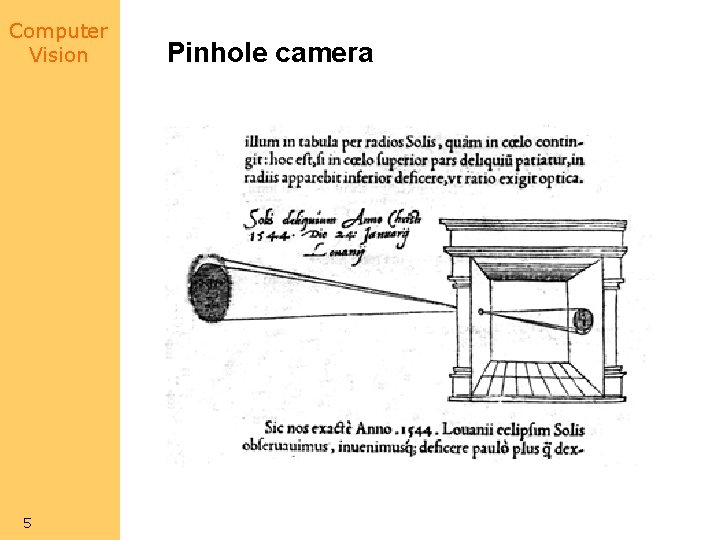 Computer Vision 5 Pinhole camera 