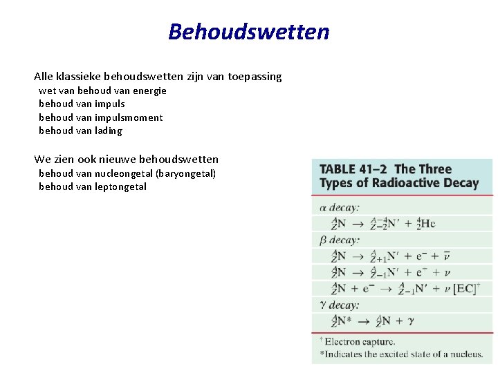 Behoudswetten Alle klassieke behoudswetten zijn van toepassing wet van behoud van energie behoud van