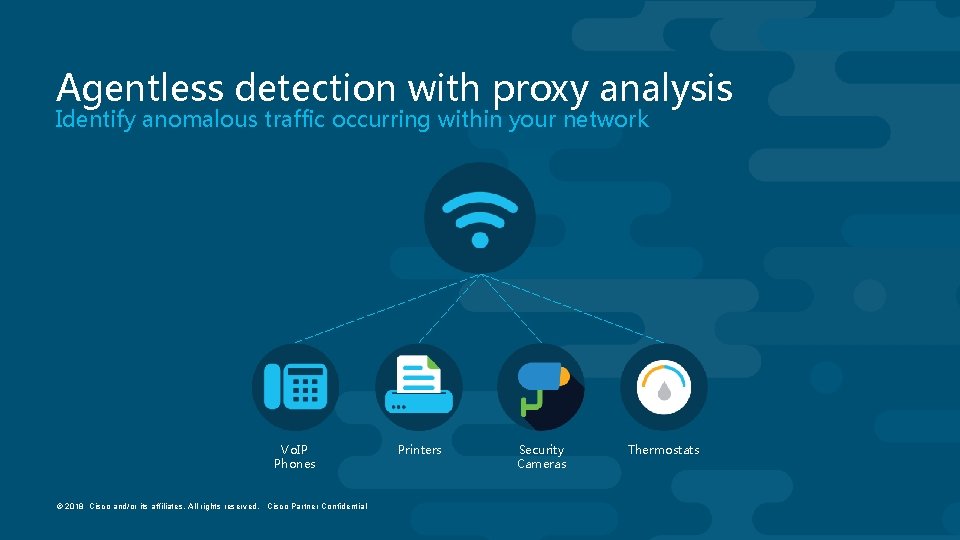 Agentless detection with proxy analysis Identify anomalous traffic occurring within your network Vo. IP