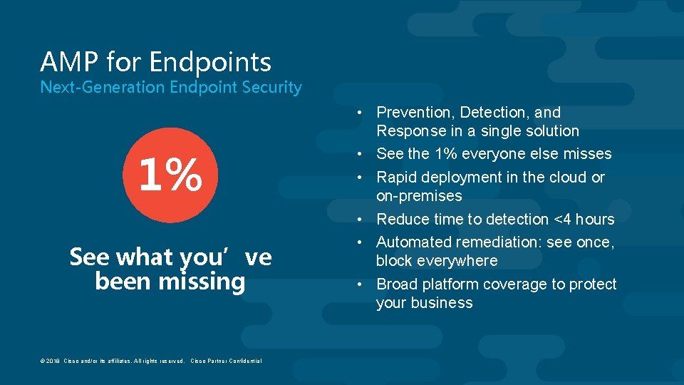 AMP for Endpoints Next-Generation Endpoint Security 1% See what you’ve been missing © 2018